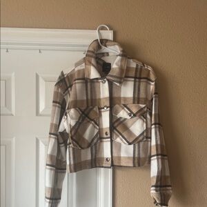 Plaid Tan and Brown Women's Jacket